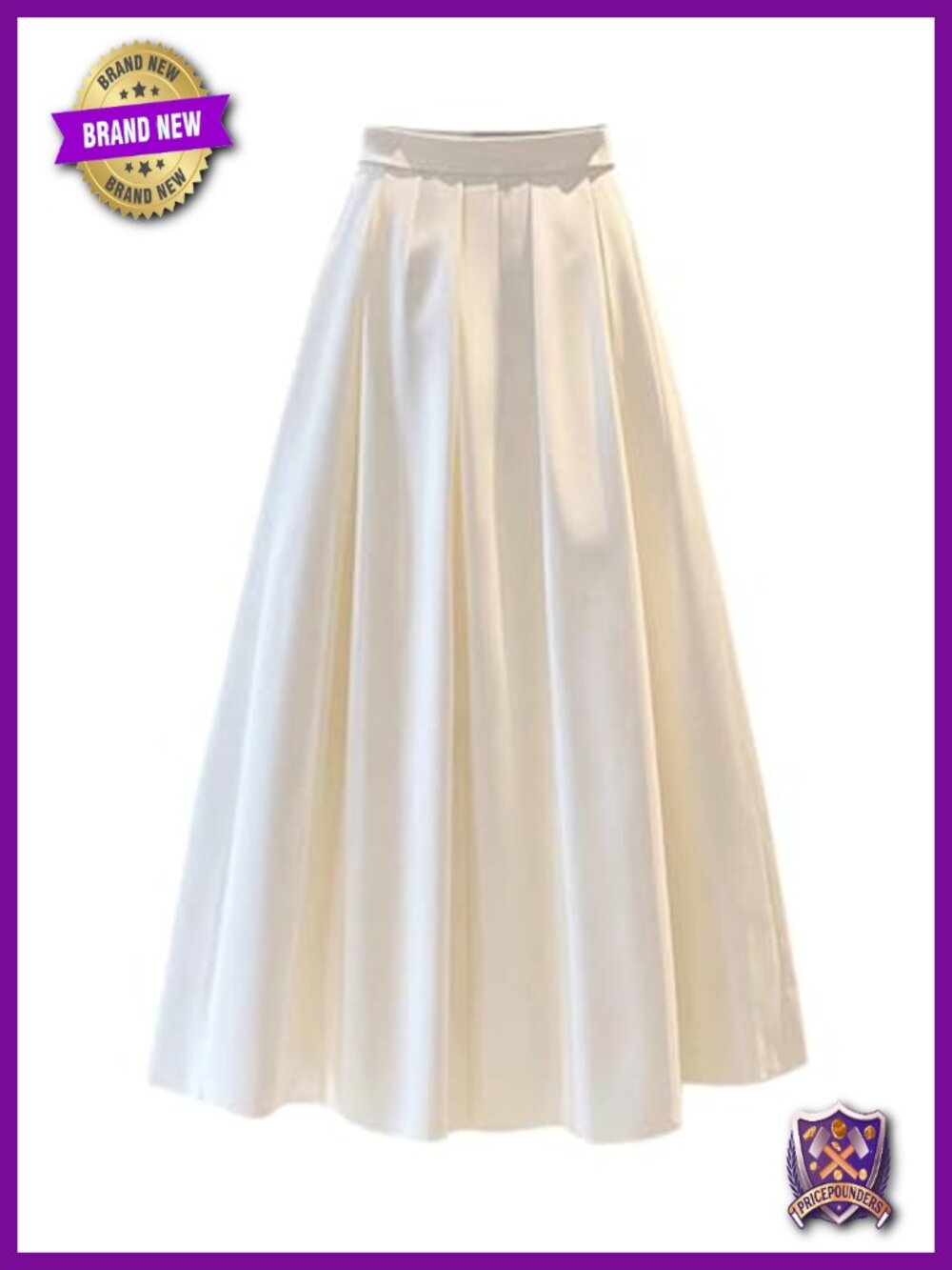 Pleated Maxi Skirt Elastic High Waisted Flowy A-Line Work Skirt Business Casual